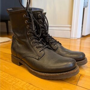 Frye Women's Veronica Lugsole Combat Leather Booties, Size 8.5